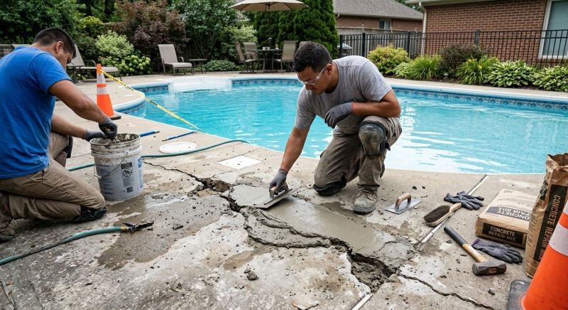 Concrete Pool Deck Repair in West Des Moines, IA